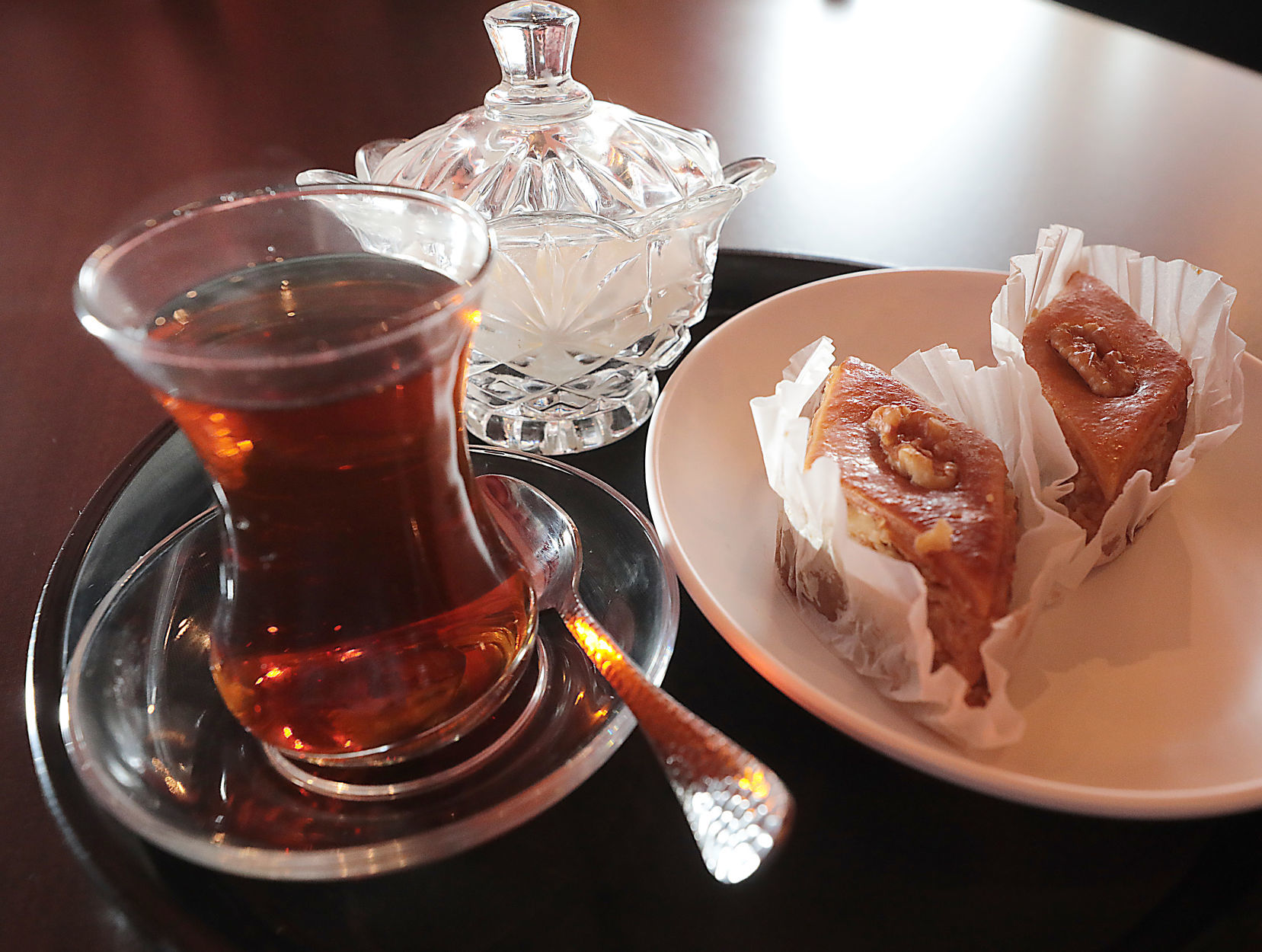 Caspian Grill baklava and tea
